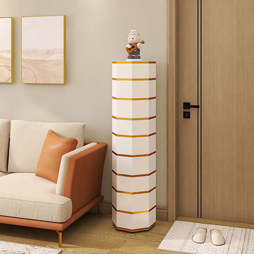 White Swivel Rotating Shoe Rack with 3 Doors 9-Tier Modern Shoe Cabinet