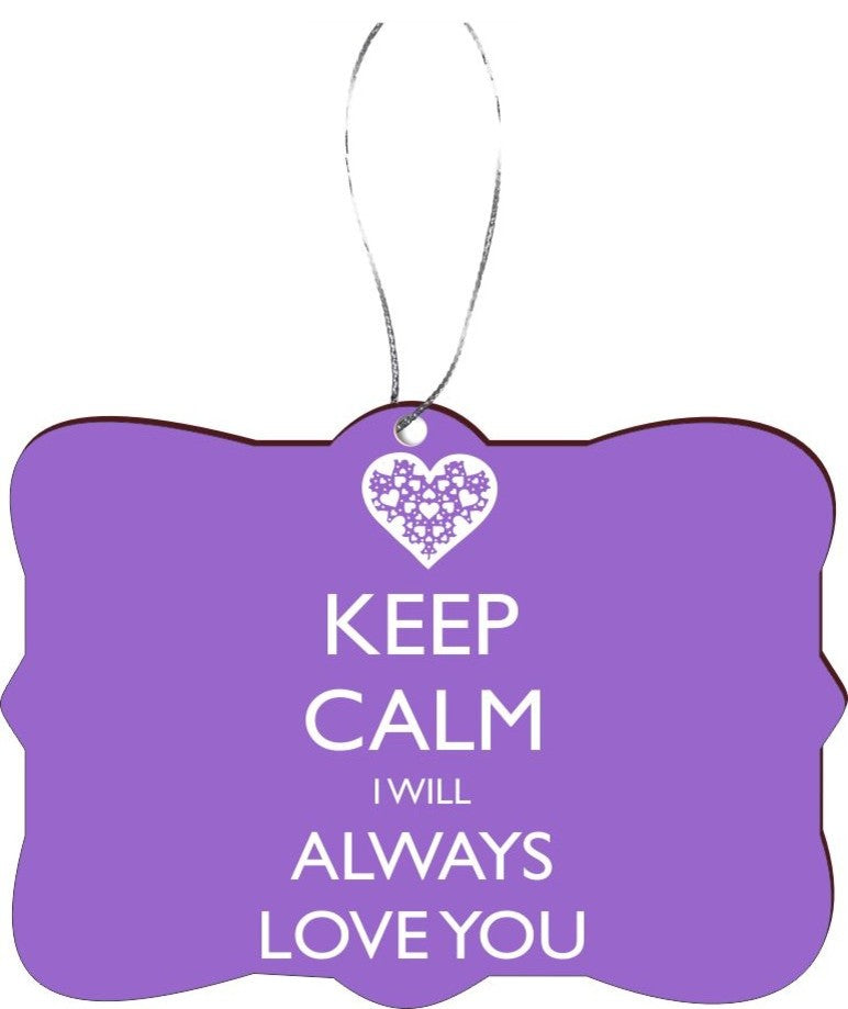 Keep Calm I Will Love You on Violet Design Rectangle Christmas Tree Ornament