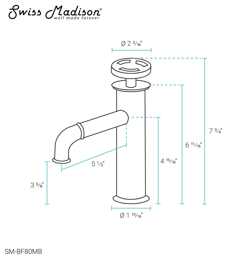 Avallon 7" Single Handle, Bathroom Faucet, Matte Black
