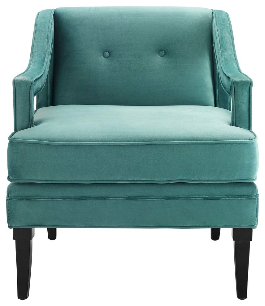 Concur Button Tufted Upholstered Velvet Armchair