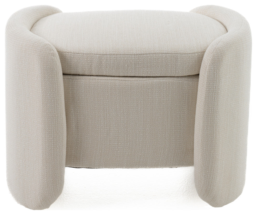 Modrest Erin Modern Cream Fabric Storage Ottoman
