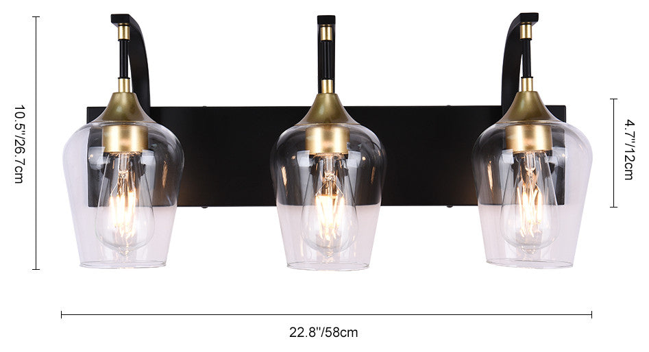 Mid-Century Modern 3-Light Glass Shaded Vanity Light