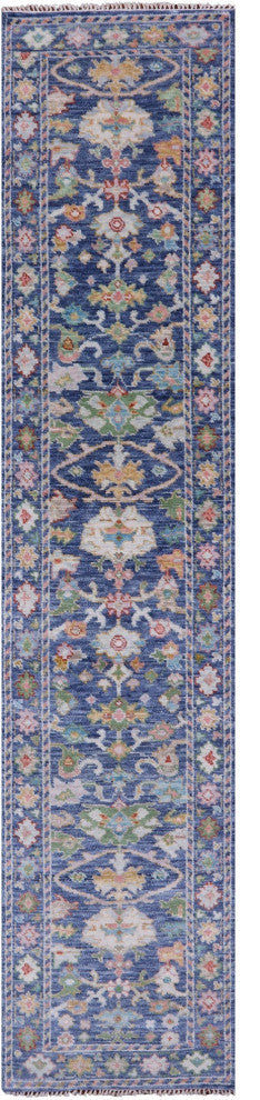 Hand Knotted Turkish Oushak Wool Runner Rug 2' 7" X 12' 3" - Q13450