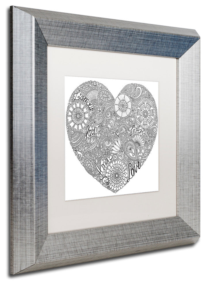 Hello Angel ''Love Heart'' Art, Silver Frame, White Mat, 11x11