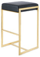 Logan Bar Stool, Polished Gold Stainless Steel Frame/Black Seat