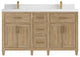 Santa Monica 60 Double Sink Bathroom Vanity in Whitewashed Teak 2" White Quartz