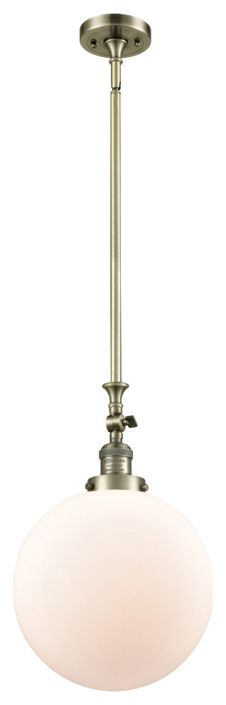 Beacon Mini Pendant, Antique Brass, Matte White
