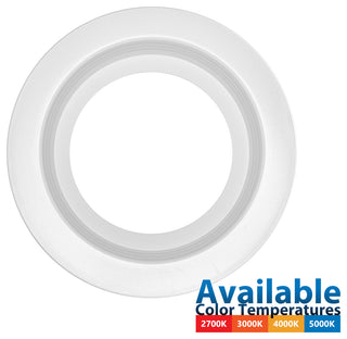 DCR4 LED Recessed Downlight Retrofit Light Fixture, White, Baffle, 2700k