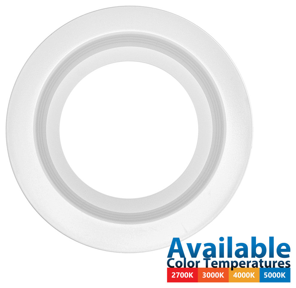 DCR4 LED Recessed Downlight Retrofit Light Fixture, White, Baffle, 2700k