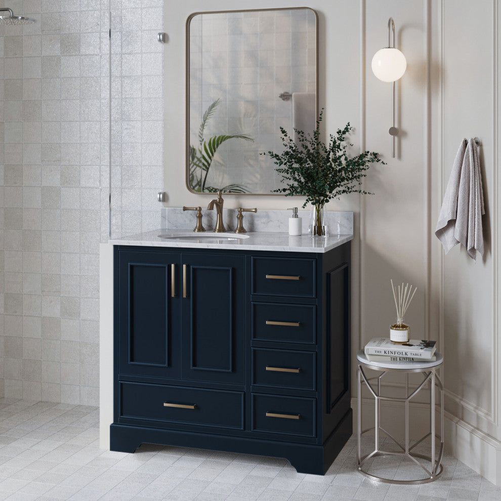 Ariel Stafford 37" Single Left Offset Oval Sink Bathroom Vanity
