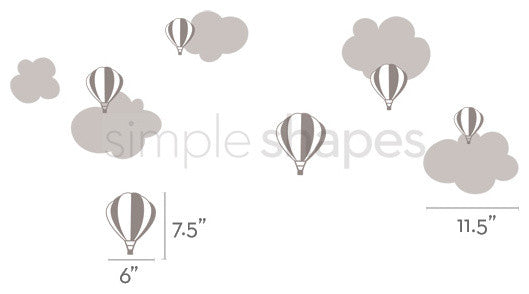 Hot air balloon With Clouds, Color Scheme A