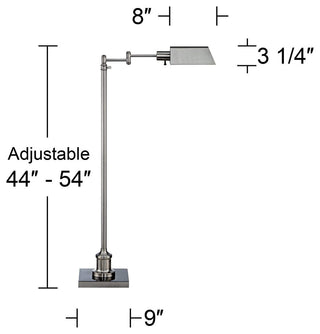 Traditional Pharmacy Floor Lamp, Adjustable Swing Arm, Brushed Nickel