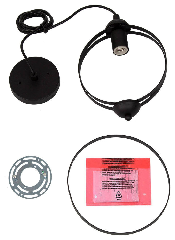 LNC 9.5 Inch 1-Light Industrial Black Globe Cage Pendant Light