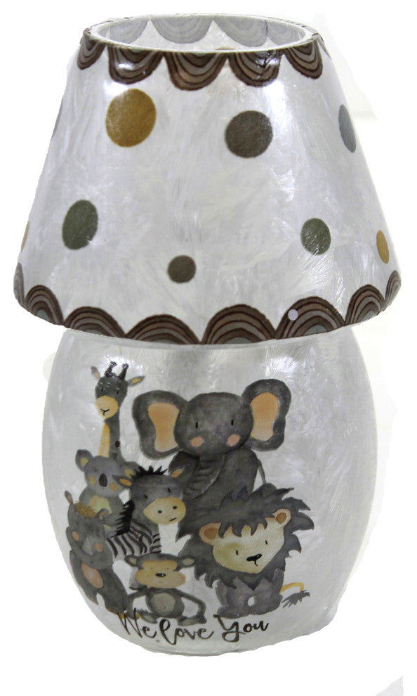 5.75In Cute Animal Lit Votive W/Shade, Glass, Childs Room Skr9226 Animals