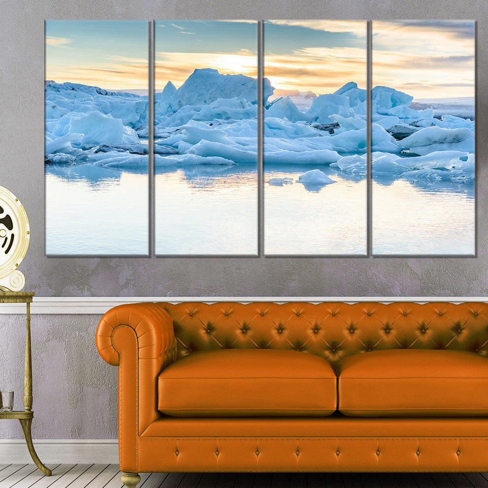 "Icebergs in Glacier Lagoon" Canvas Print, 4 Panels