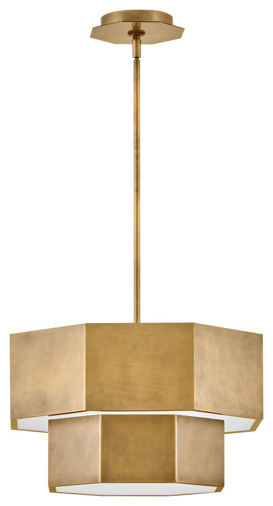Hinkley Facet Convertible Chandelier, Heritage Brass, 16.5"