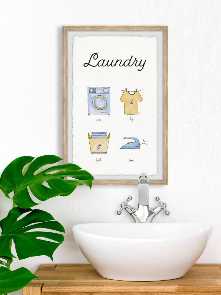 "Wash Dry Fold Iron" Framed Painting Print, 16x24