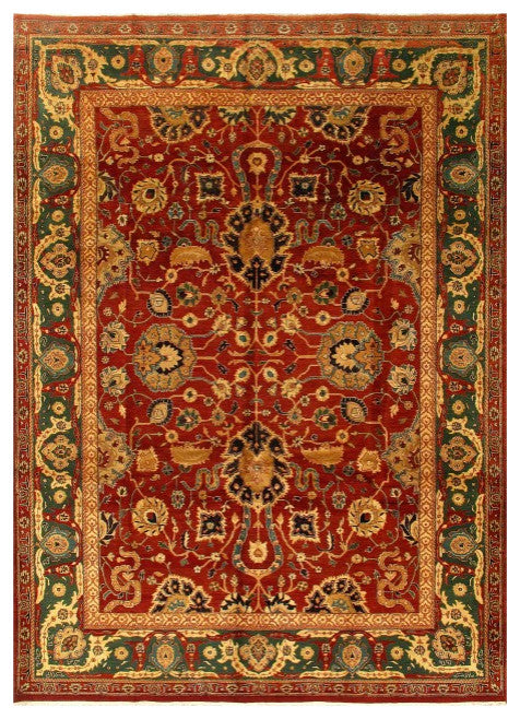 Red Color Fine Hand Knotted Agra Rug 9'x13'