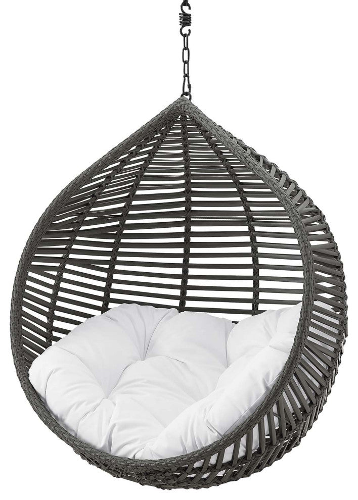 Swing Lounge Chair, Gray White, Outdoor Patio Balcony Cafe Bistro Garden