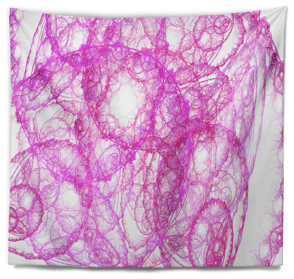 Pink Pattern on White Background Abstract Wall Tapestry, 60"x50"