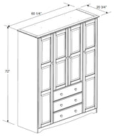 100% Solid Wood Family Wardrobe Armoire, Mocha