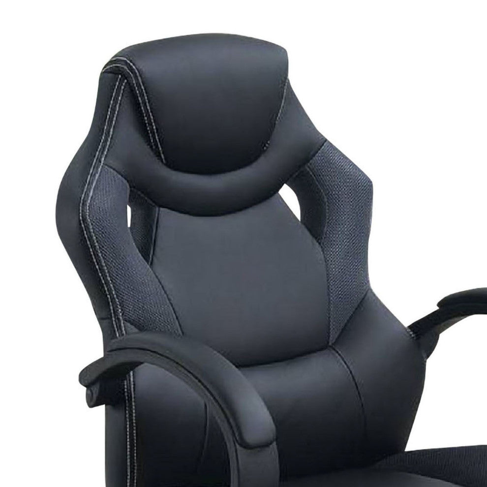 Office Chair with Curved Cut Out Padded Back, Black