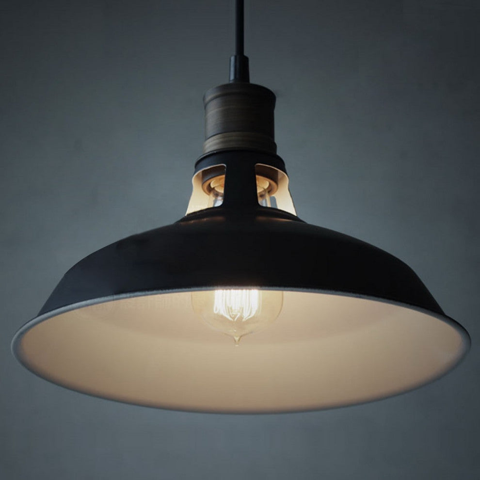 Florence Black Barn Pendant Light Loft Fixture, 12.2", 3-Pack