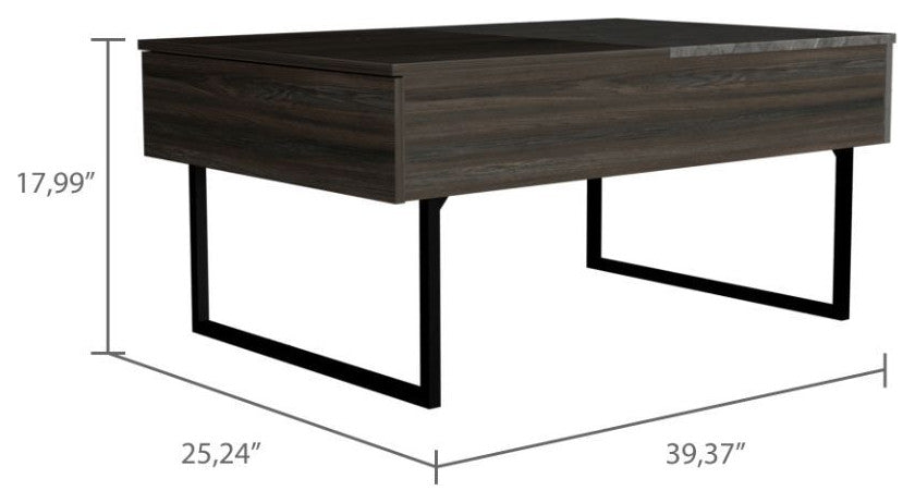DEPOT E-SHOP Toronto Lift Top Coffee Table, 2 Legs,1 Drawer,Carbon Espresso/Onyx