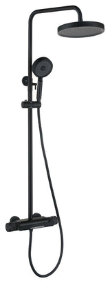 Thermostatic Wall Mounted Shower System with Multi-Function Hand Shower, Matte Black