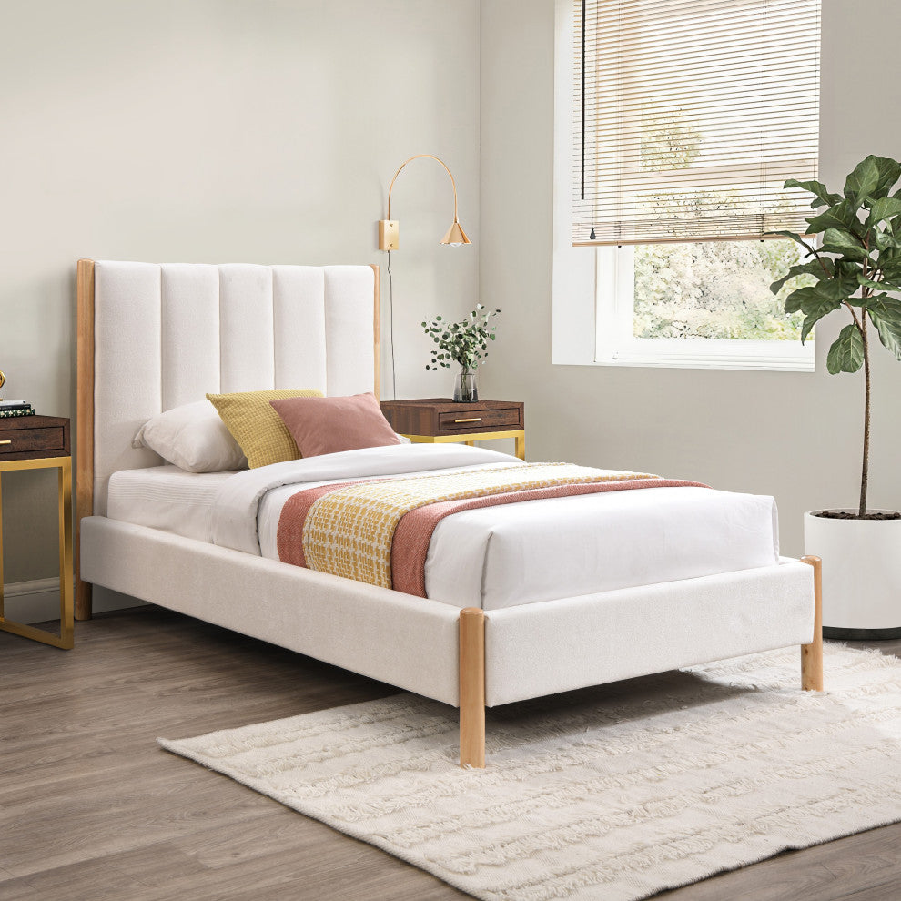 Kona Upholstered Bed, Cream, Twin