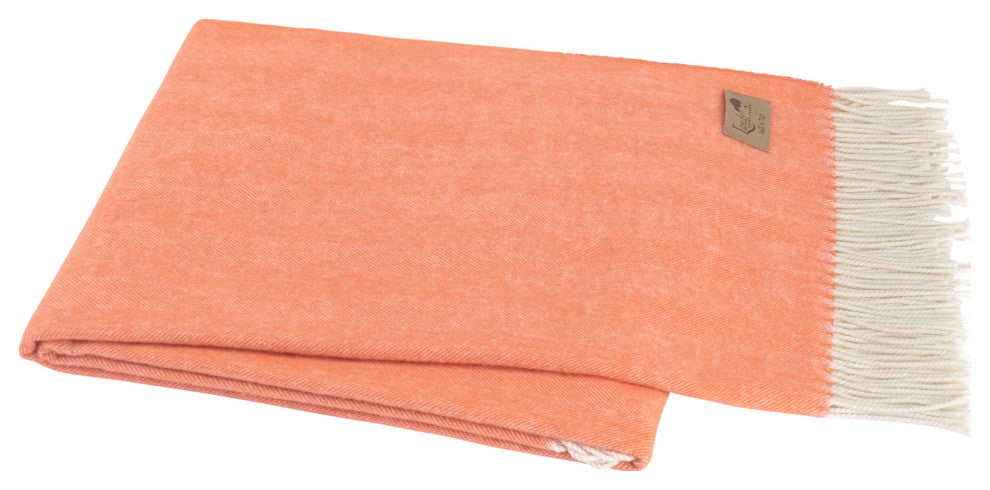 Italian Herringbone Throw, Papaya