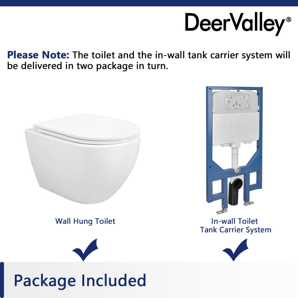 Elongated Wall Mounted Toilet With Concealed In-Wall Toilet Tank