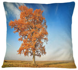 Colorful Lonely Fall Tree Landscape Photo Throw Pillow, 16"x16"