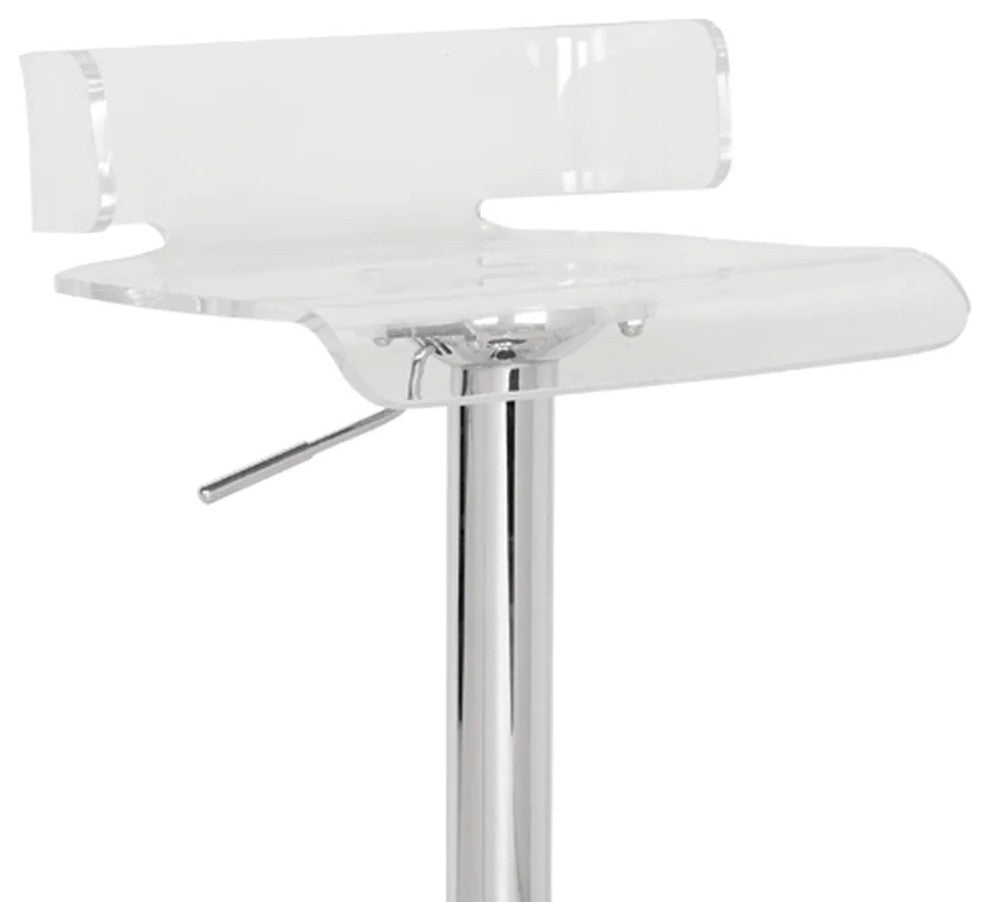 Benzara BM157348 Smart Looking Adjustable Bar Stool With Swivel, Clear & Chrome