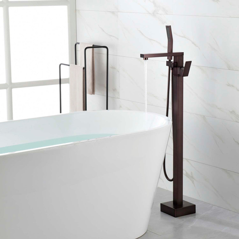 Givingtree Single Handle Floor Mounted Freestanding Tub Filler,Brown