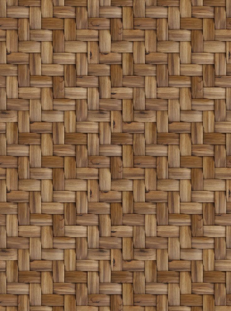 Wicker Weave Look Peel and Stick Vinyl Wallpaper, Brown, 24" X 60"