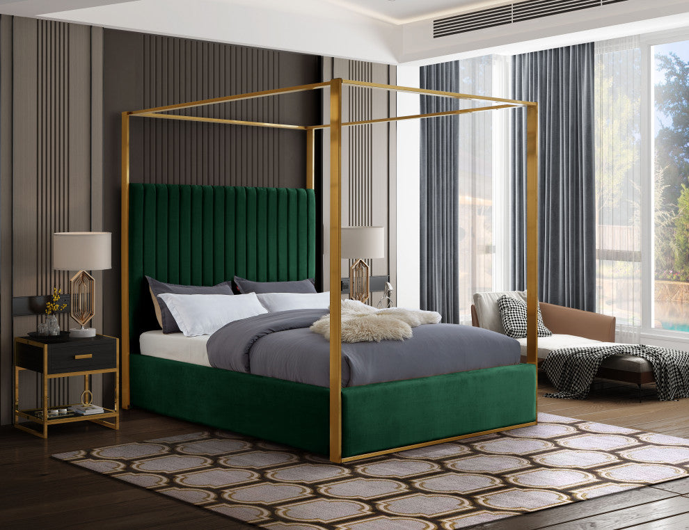 Jones Upholstered Bed, Green, King, Velvet
