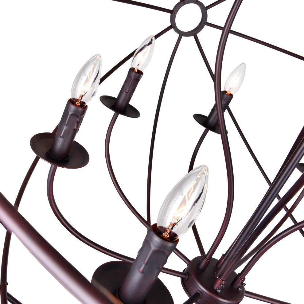 Arza 12 Light Up Chandelier With Brown Finish
