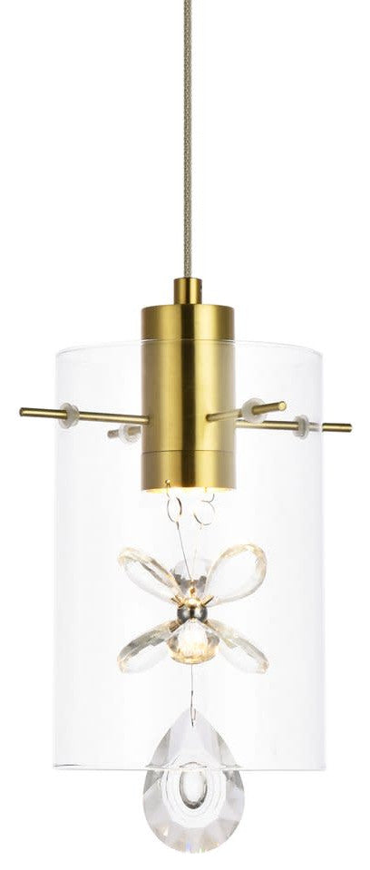 Elegant Lighting 5202D6 Hana 7"W LED Crystal Mini Pendant - Gold
