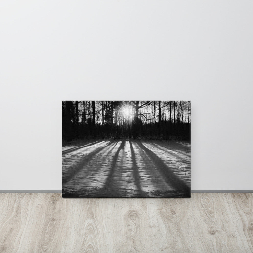 Primitive Wall Decor: Black & White Canvas Photo Print Winter Shadows, 18" X 24"