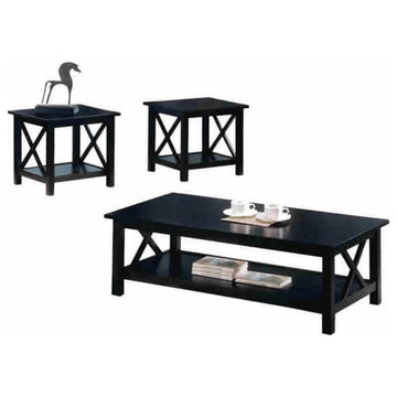 Catania Modern / Contemporary 3-Piece Wood Coffee Table Set in Dark Brown