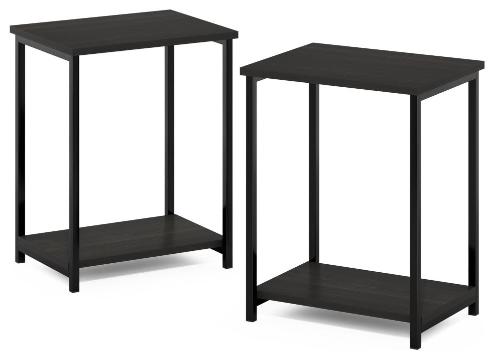 Furinno Simplistic Industrial Metal Frame End Table 2-Pack Espresso