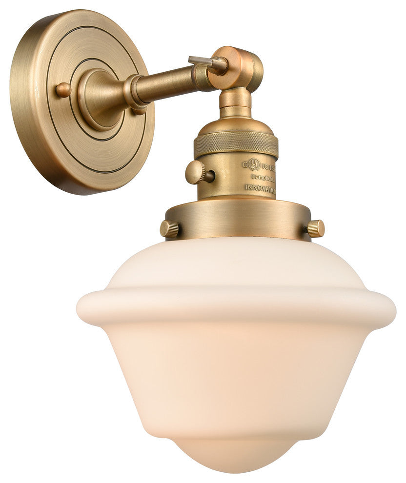 Small Oxford 1-Light Sconce, Brushed Brass, Glass: Matte White Cased