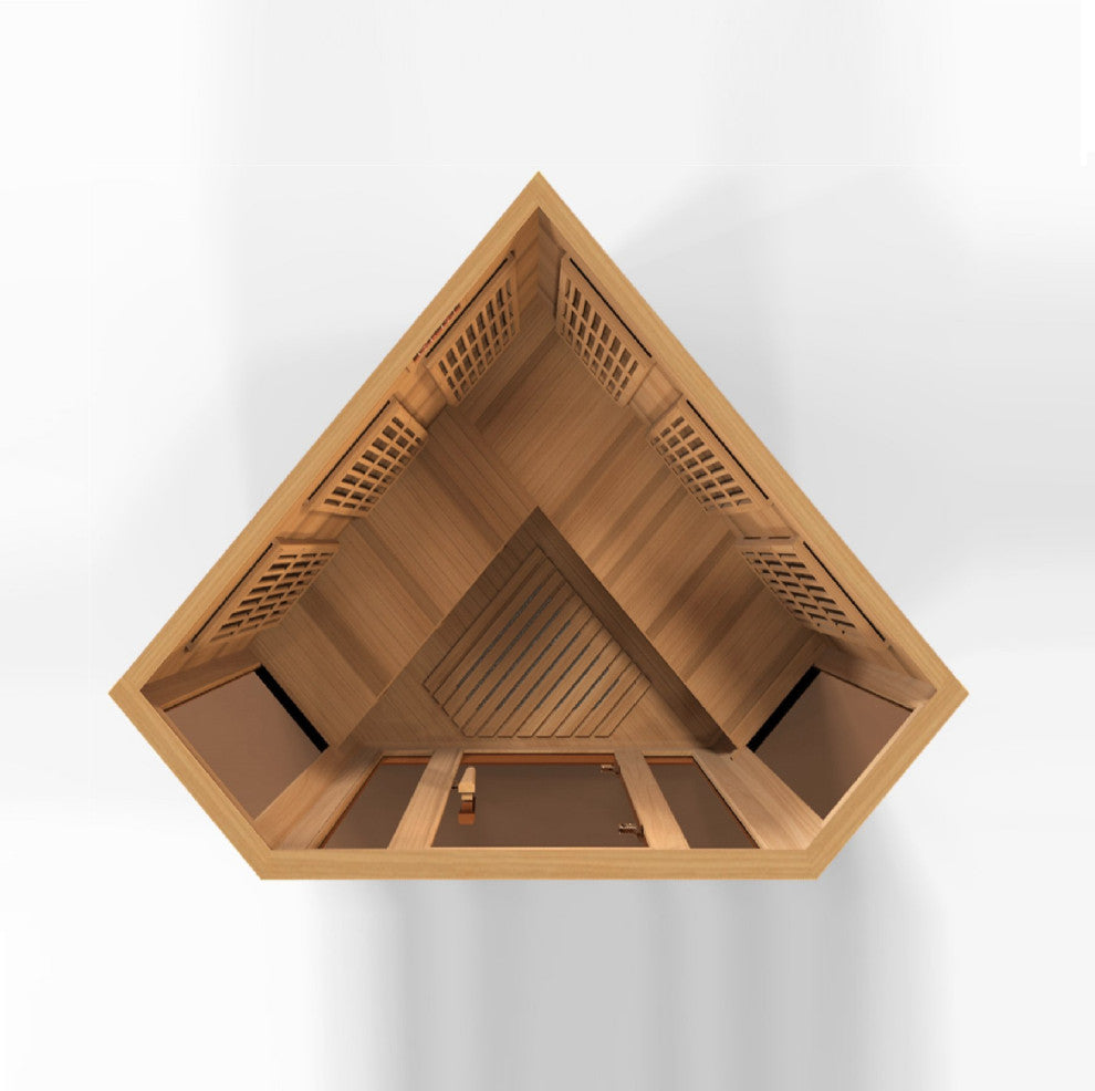 3-Person Corner Near Zero Emf(Under 2Mg) Far Infrared Sauna (Canadian Red Cedar)
