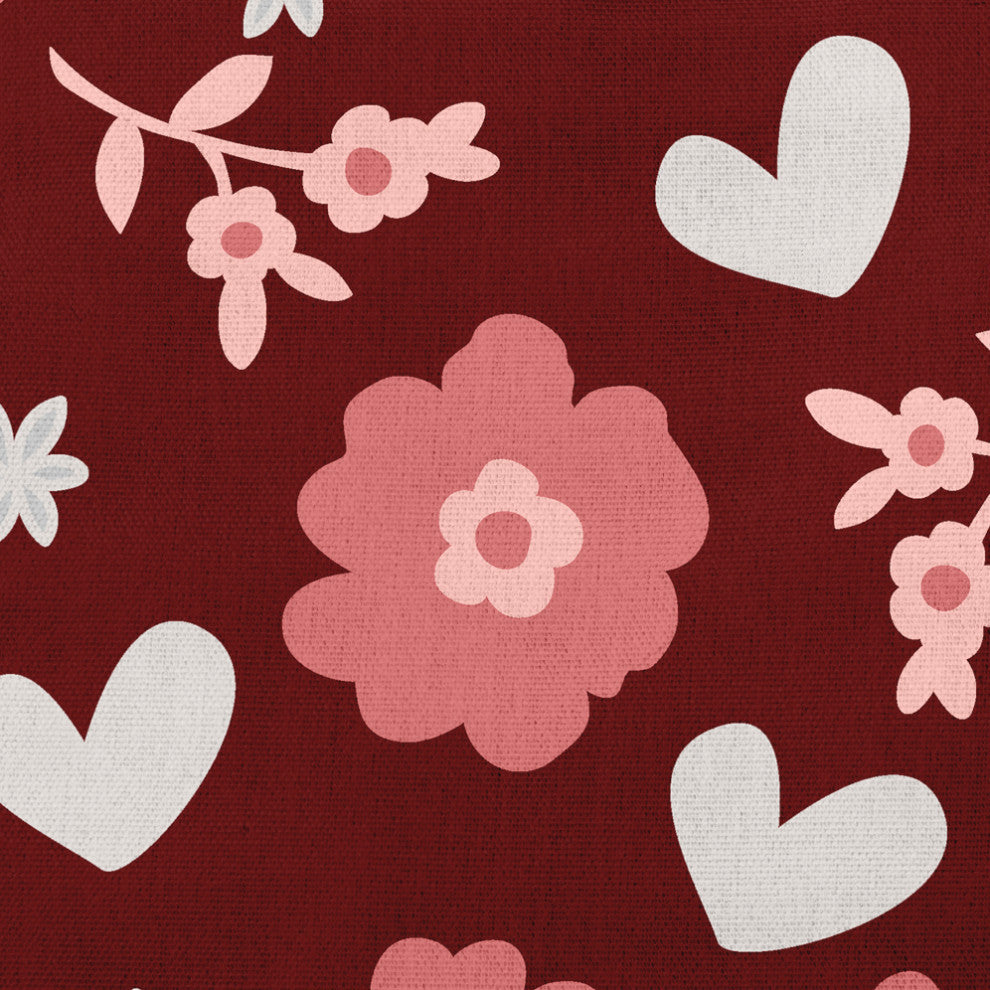 Flowery Love Valentines Decorative Throw Pillow, Red, 18"x18"