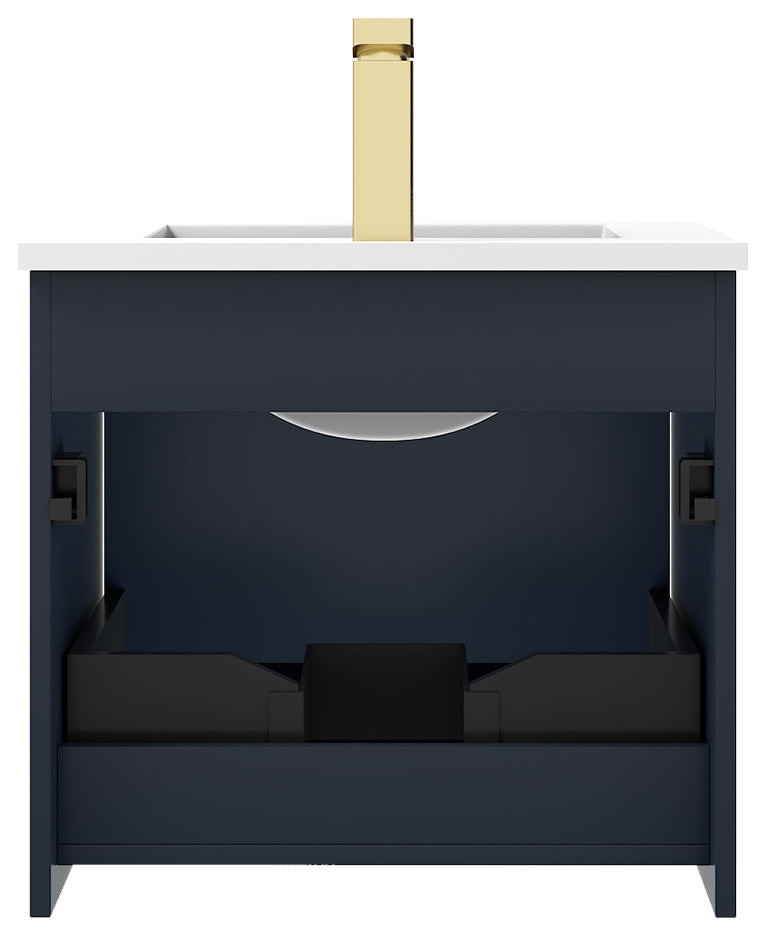Floating Bathroom Vanity with Sink, Wall Mounted Vanity, Blue, 20'' W/ Sink