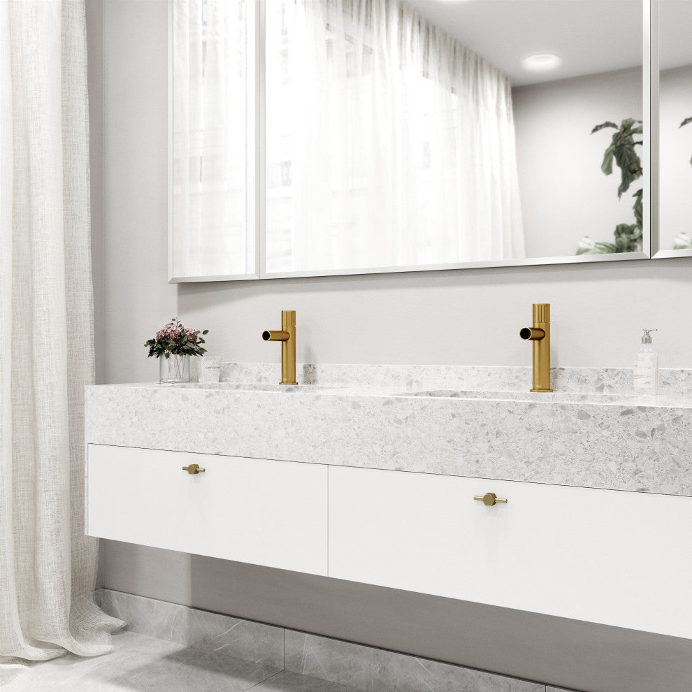 VIGO Ashford 8" H Single Handle Single Hole Bathroom Faucet, Matte Brushed Gold, Without Extras