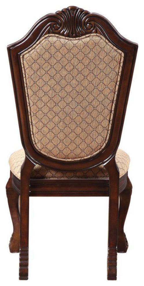 Set of 2 Upholstered Side Chair, Brown/Espresso Finish