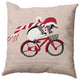 Pedaling Penguin Animal Decorative Throw Pillow, Taupe, 20"x20"
