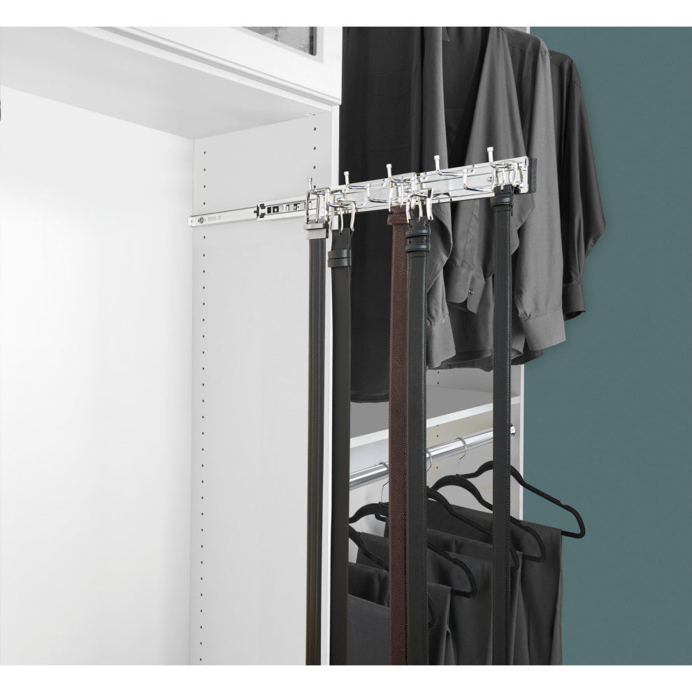 Sliding Belt Rack for Custom Closet Systems, Chrome